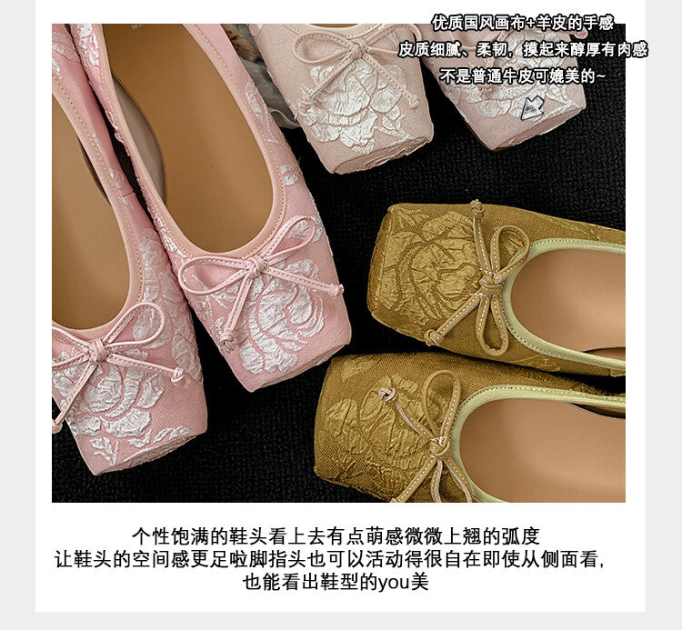 Karin Luna In Stock  In stock  Vintage Chinese Style Embroidered Rose~ Butterfly Knot Granny Shoes