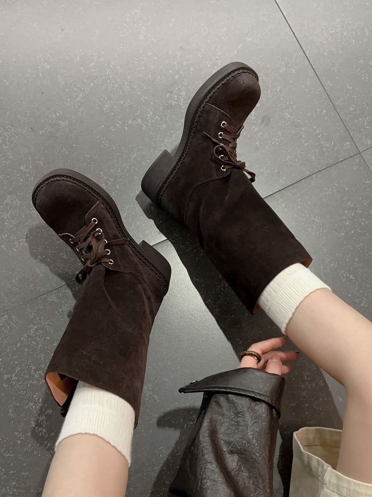 Karin Luna Bestseller Large Tube Thick Sole Martin Boots with Belt Buckle