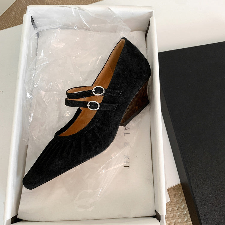 Karin Luna Full Leather Inside and Out Popular Element Amber Heel Elegant French Style Single Shoes