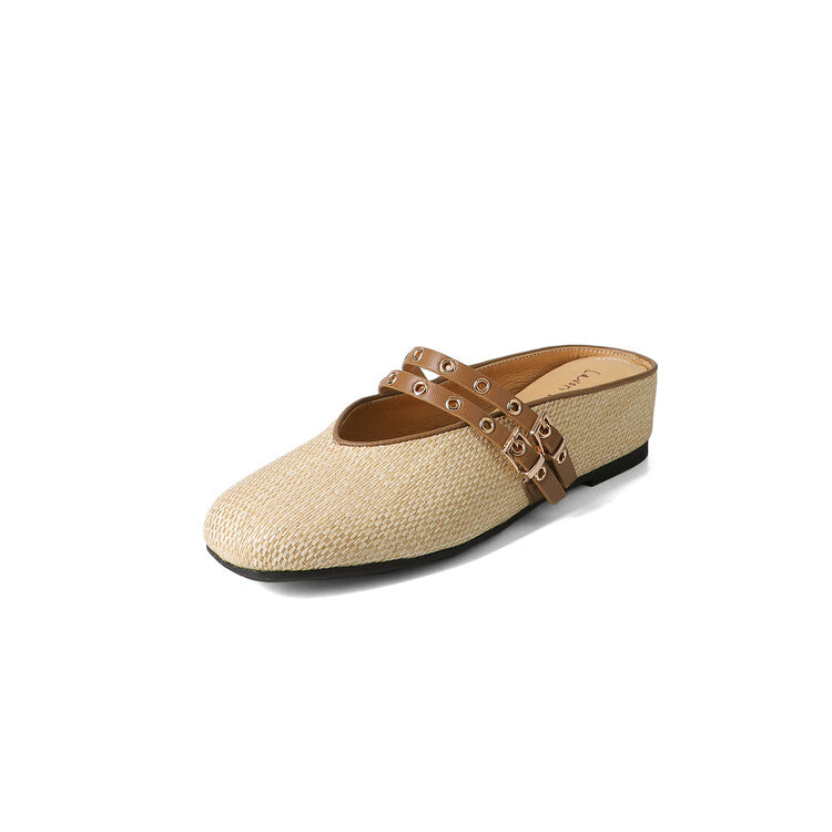 Karin Luna  Closed-Toe Woven Style Height-Increasing Slippers
