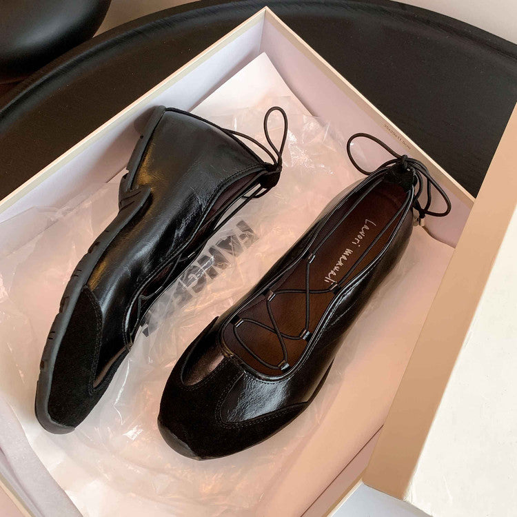 Karin Luna Basic Versatile British Style Casual Lace-up Flats