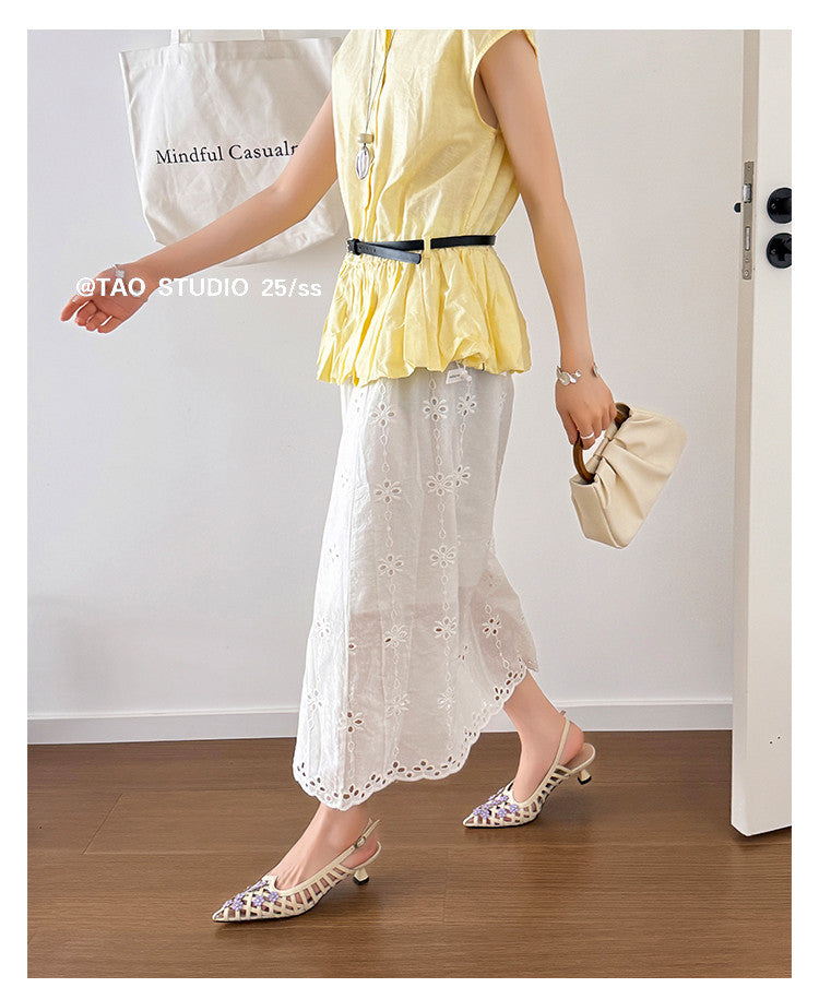 Karin Luna In Stock Spot Goods  Purely Handmade Flowers High-end Hollow Out Sandals