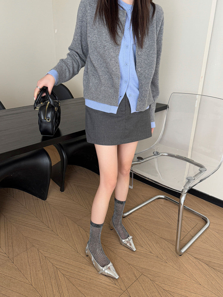 Karin Luna In Stock In Stock Retro Belt Buckle Small Square Toe Chunky Heel Single Shoes