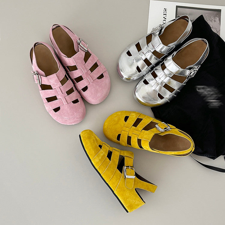 Karin Luna Full Layer Inside and Out~Basic Versatile Perforated Round Toe Birkenstock Shoes