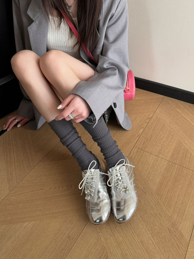 Karin Luna Casual Shoes Series~  In stock Xiaohongshu Hot-Selling Lace-Up Thick-Soled Deep Mouth Single Shoes