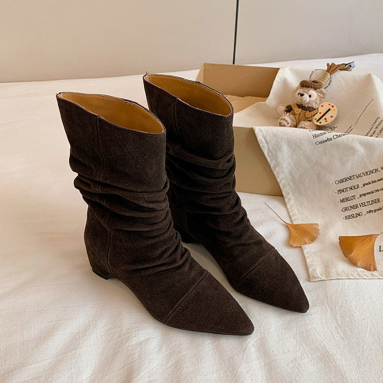 Karin Luna Data Hot-Selling Pointed Toe Slouchy Matte Western Short Boots