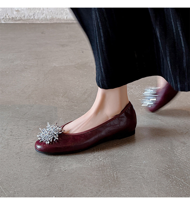 Karin Luna Full Leather Inside and Out~Gorgeous Fireworks Flat Granny Shoes