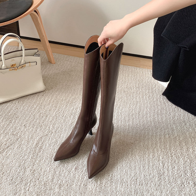 Karin Luna Elegant Style v Pointed Toe Stiletto Long Boots