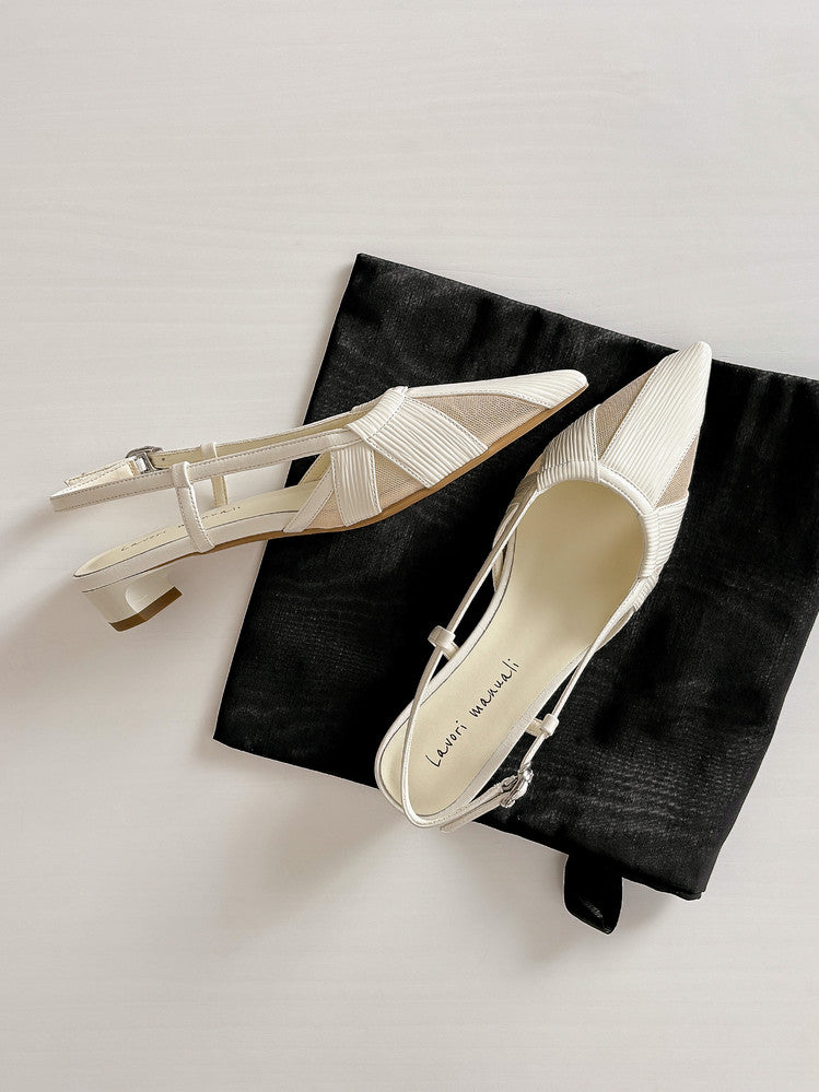 Karin Luna In Stock Spot Goods  Mesh Patchwork Pointed Toe Elegant Closed-Toe Sandals
