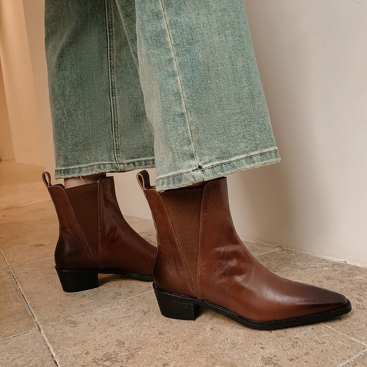 Karin Luna In Stock In stock   Classic first-layer cowhide Chelsea elastic ankle boots