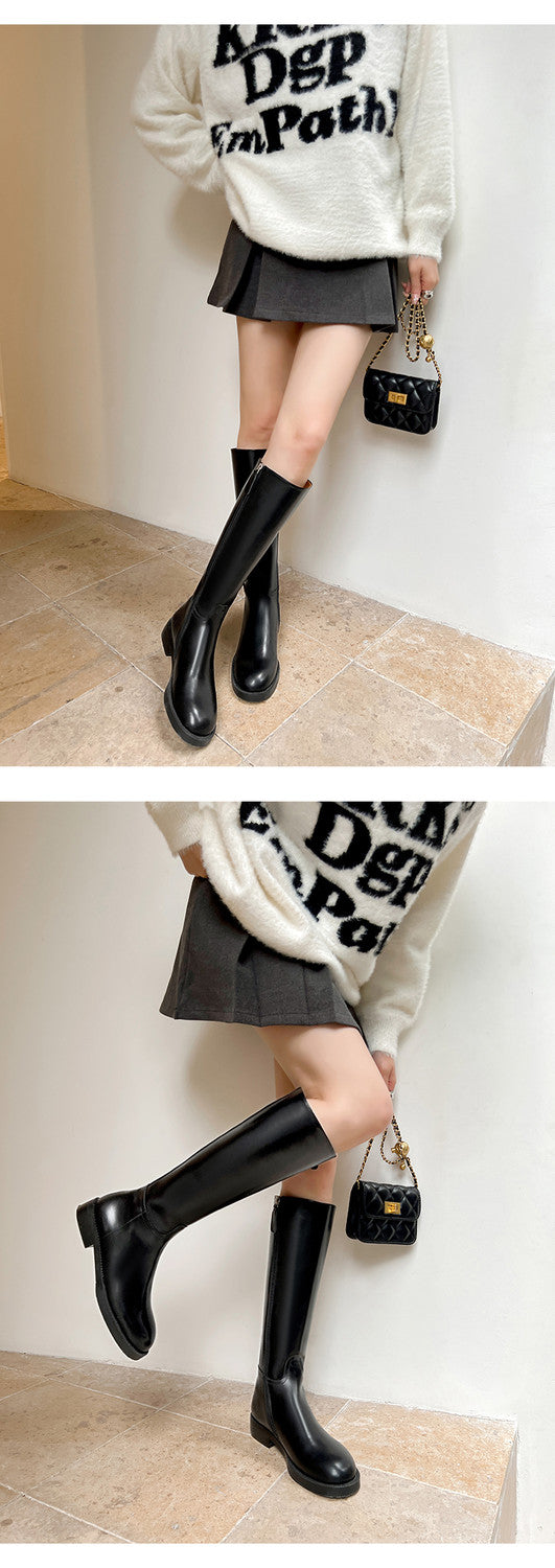 Karin Luna In Stock In-stock Basic Classic Timeless Round Toe Casual Riding Boots