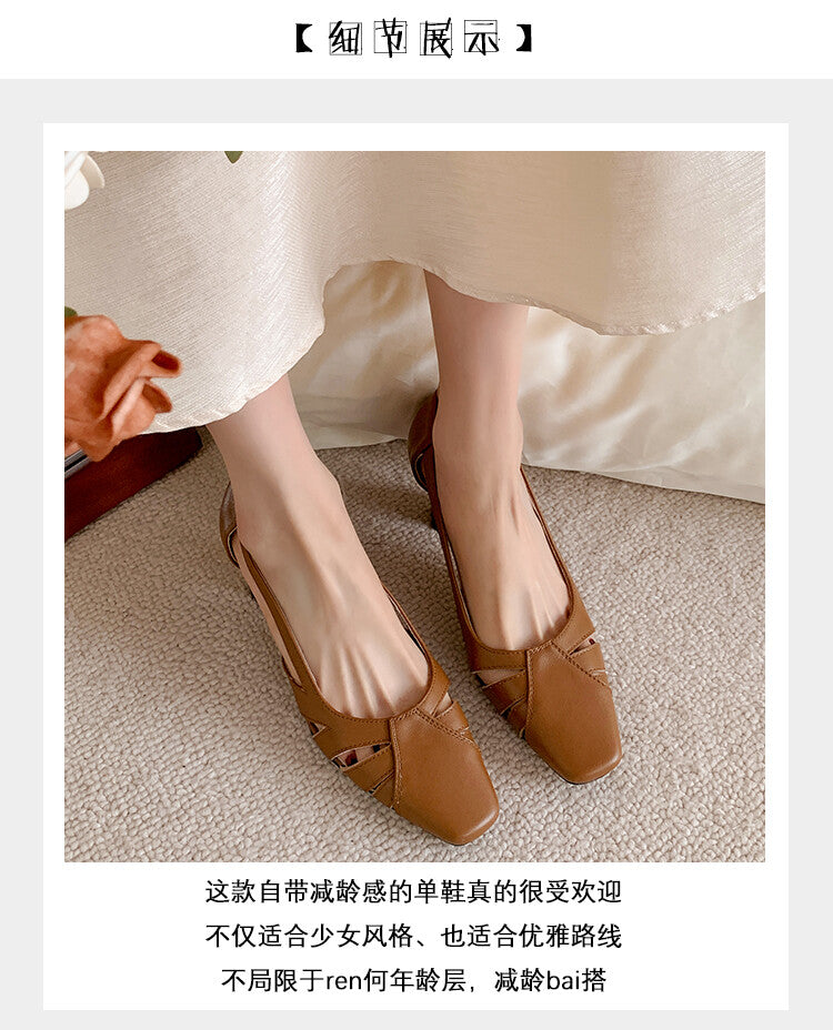 Karin Luna Hot-Selling Retro Big Item Big Goods Available for sale all seasons French-style Hollow Out Single Shoes Full leather inside and out