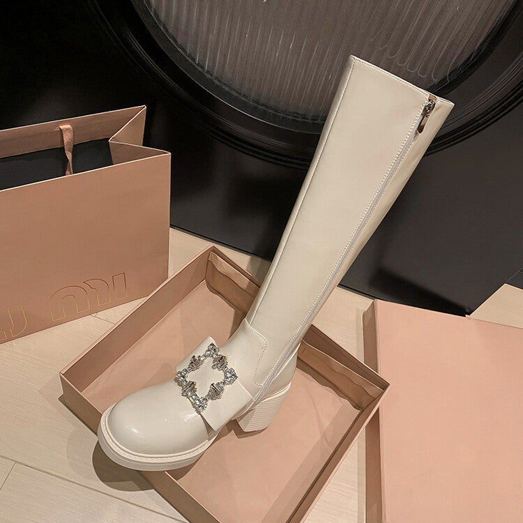 Karin Luna has prepared stock  Custom Large Square Buckle Bowknot Fastener Elegant Long Boots
