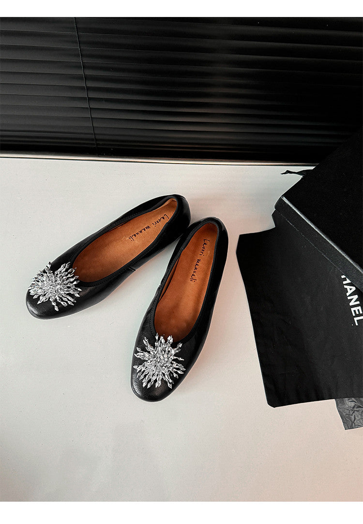 Karin Luna Full Leather Inside and Out~Gorgeous Fireworks Flat Granny Shoes