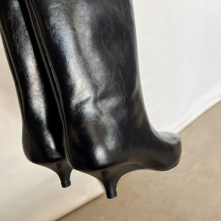 Karin Luna In Stock Spot Goods Minimalist Tube Kitten Heel Short Boots