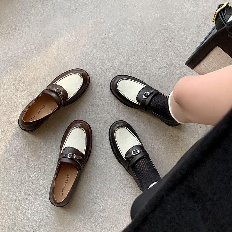 Karin Luna Casual Shoes Series~  In stock Classic color-blocking British style deep-mouth single shoes