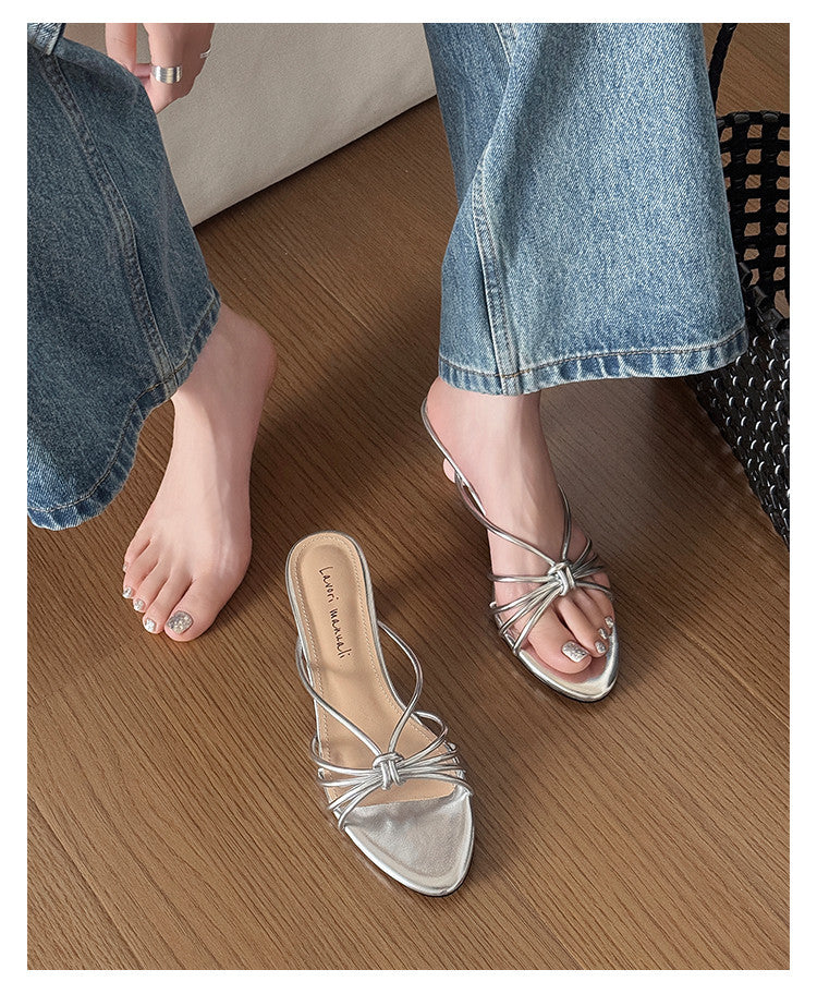 Karin Luna In Stock In Stock  In Stock Round Toe Cross Hollow Round Toe Stiletto Slippers