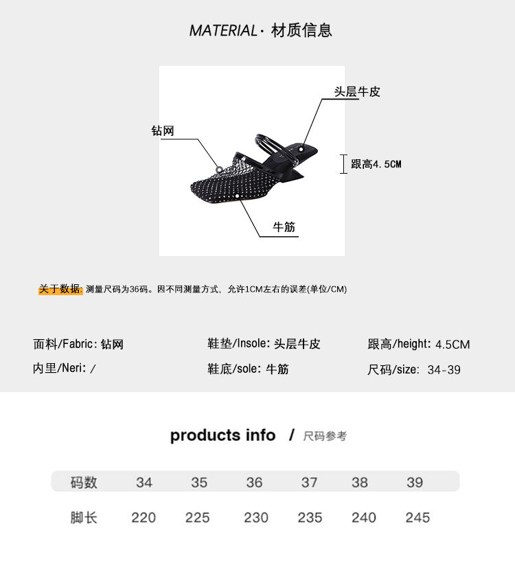 Karin Luna Highlights Fairness~In stock  Closed-Toe Diamond Mesh Unisex Convertible Sandals
