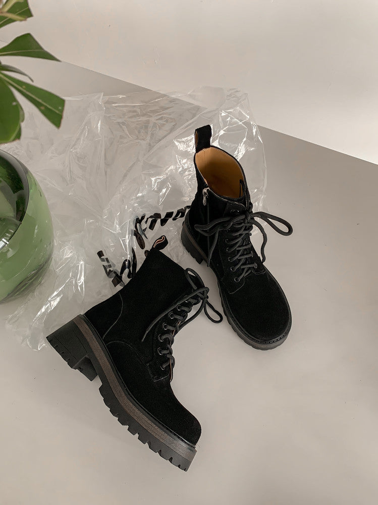 Karin Luna In Stock Casual style thin strap round toe suede ankle boots