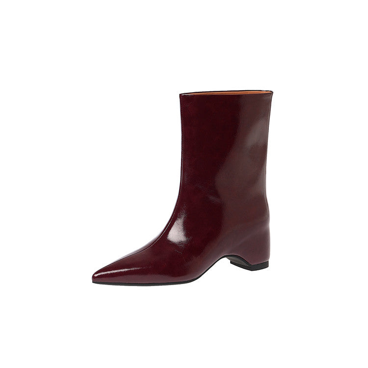 Karin Luna Elegant Pointed Toe Hidden Wedge Short Boots