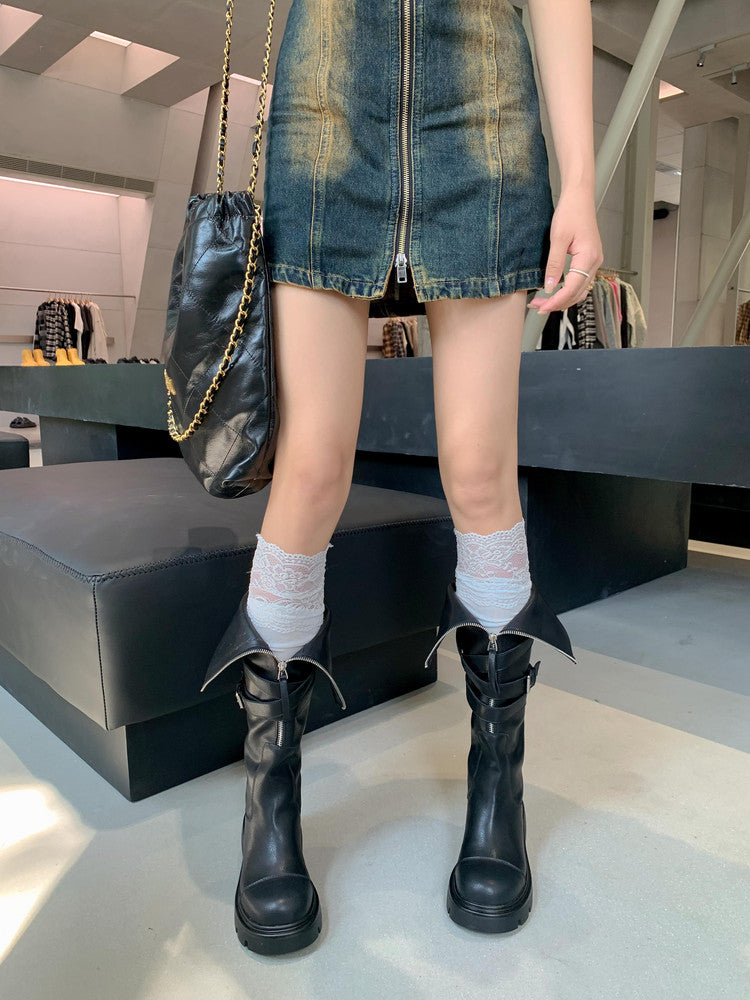 Karin Luna In Stock In-stock Foldable Niche Thick-soled Knight Boots