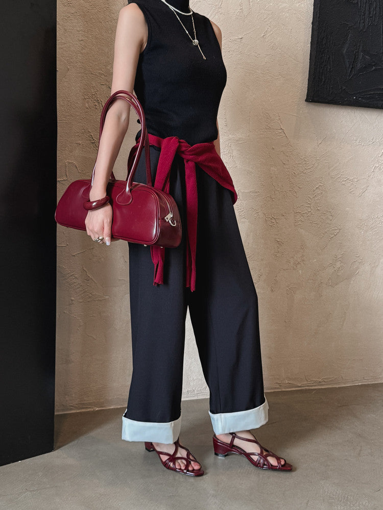 Karin Luna French Hollow Style Small Square Toe Chunky Heel Sandals