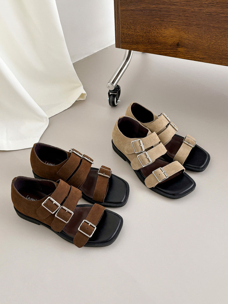 Karin Luna In Stock Spot Goods   Casual Belt Buckle Thick-soled Versatile Sandals