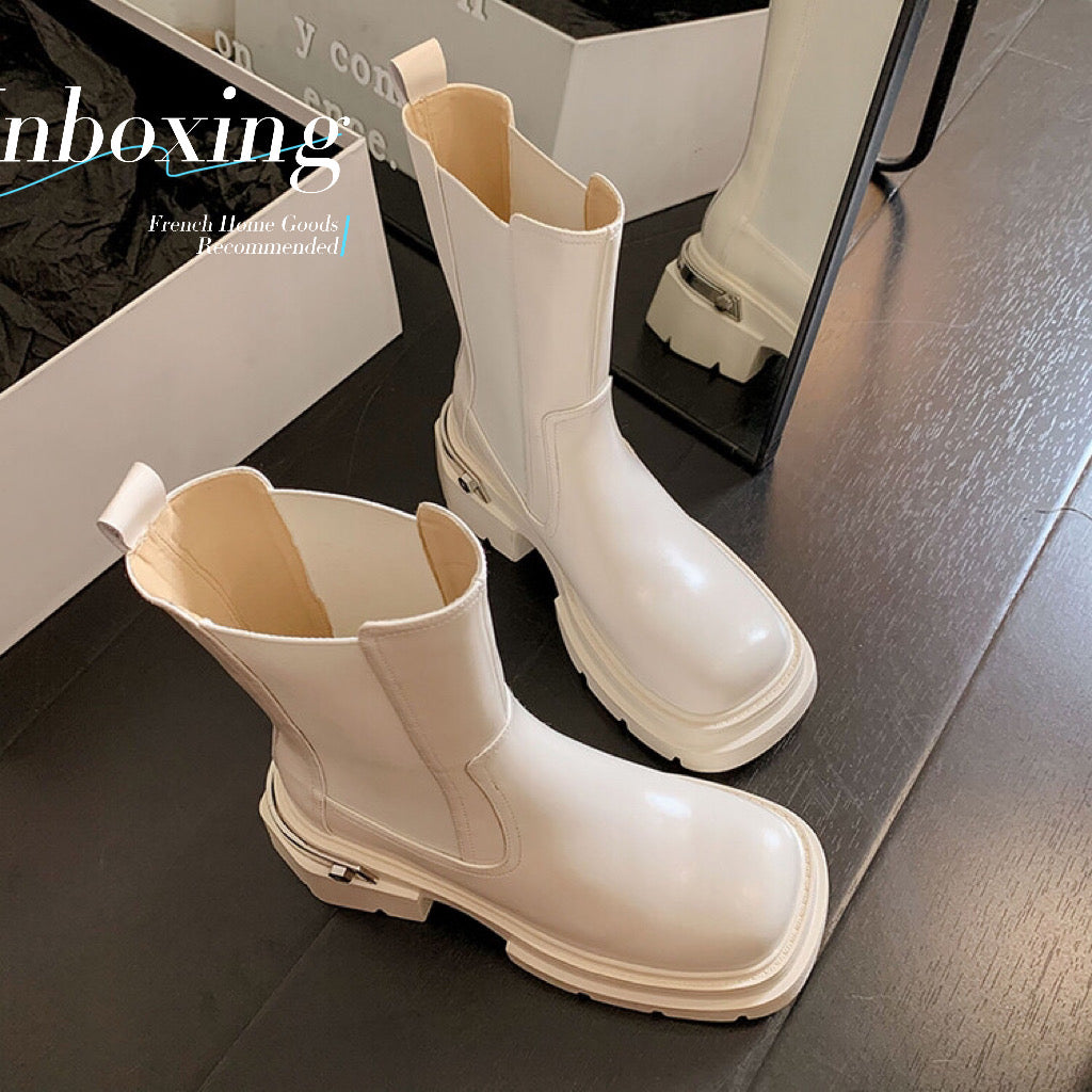 Karin Luna da Brand Series~Rear Metal Decoration Thick Sole Stretch Boots