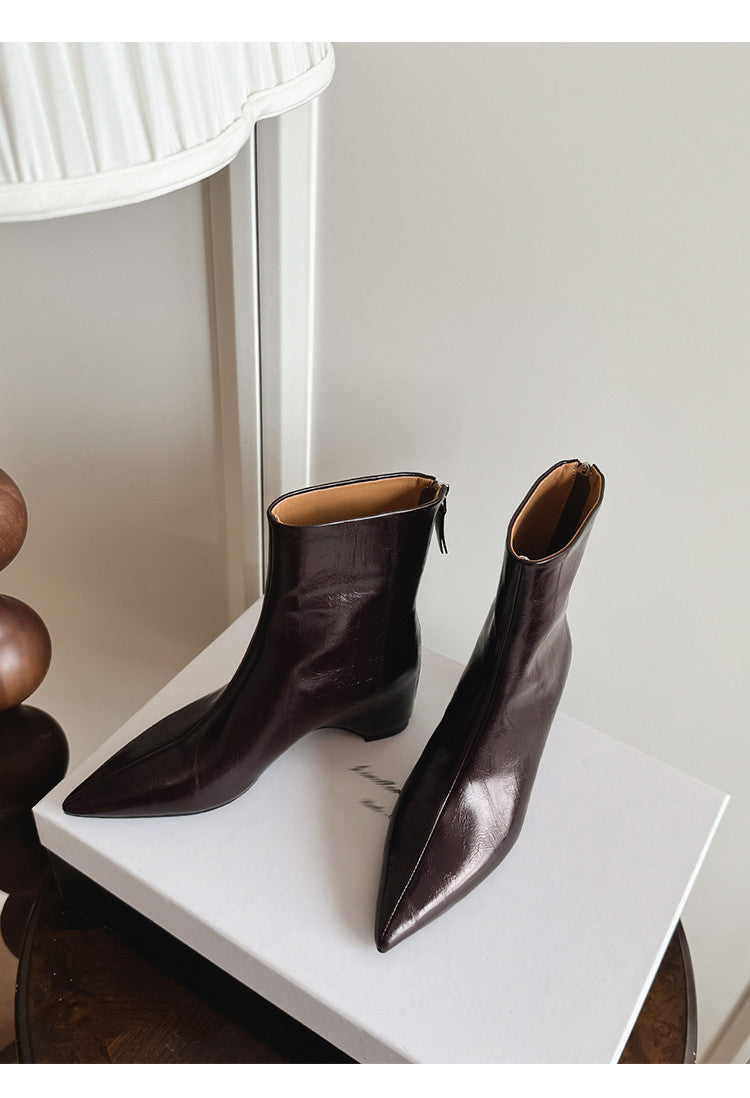 Karin Luna Versatile Elegant Style Pointed Toe Hidden Wedge Short Boots