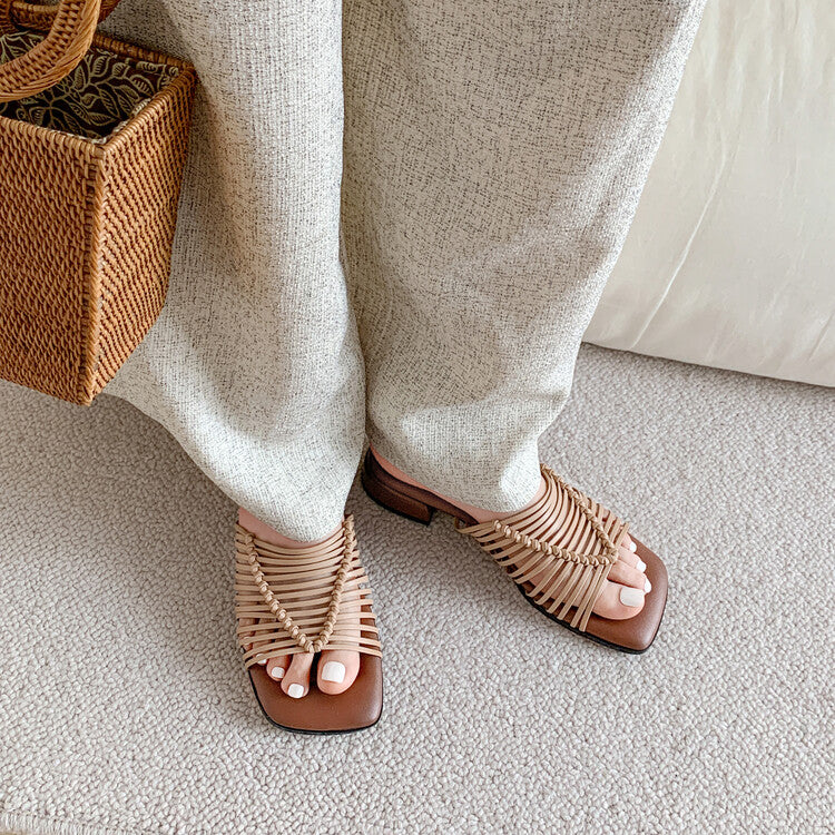 Karin Luna In Stock Spot Goods  Resort Style Handwoven Flat Sole Slippers