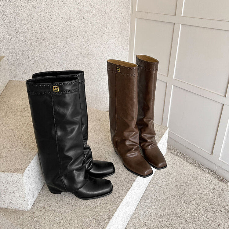 Karin Luna cool girl Stylish and Sweet Square-Toe Booties
