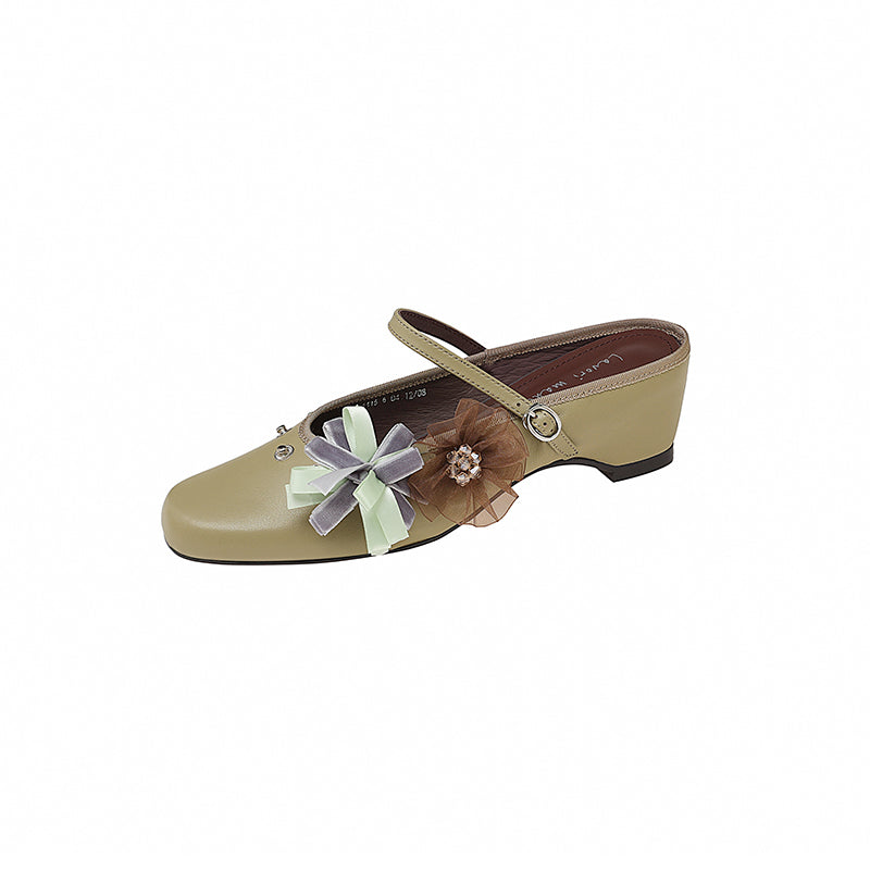 Karin Luna In Stock Spot Goods  Full-grain leather inside and out  Ultra Exquisite Round Toe Hidden Heel Closed-Toe Slippers
