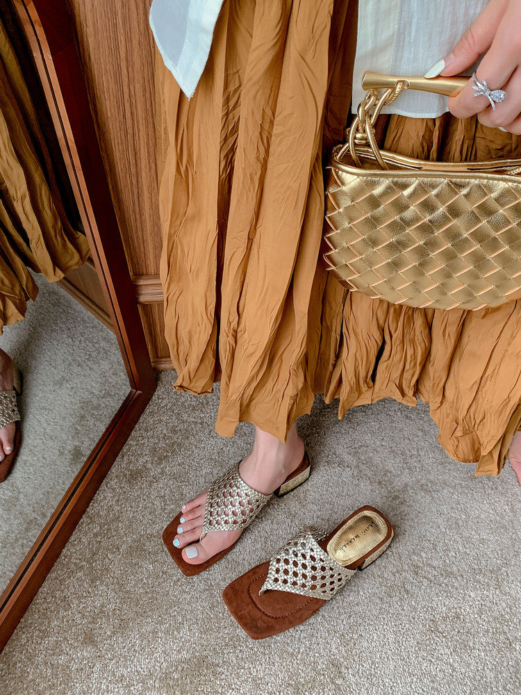 Karin Luna Hot-Selling Braided Style  In stock Toe-strap Woven Sofa Insole Slippers