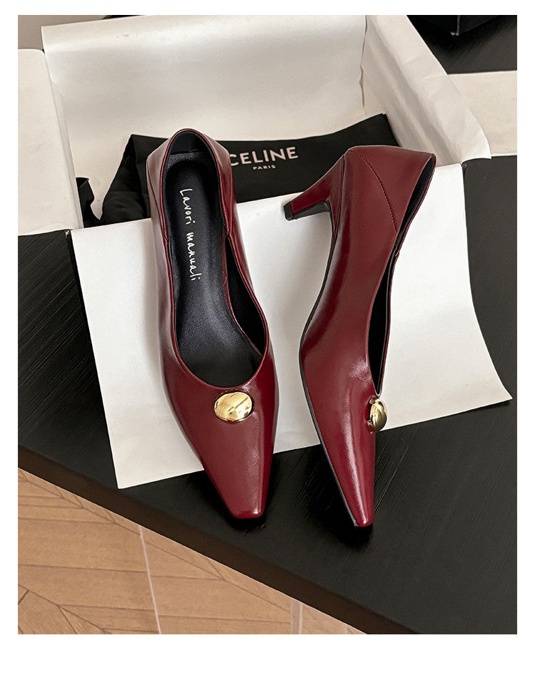 Karin Luna In Stock In Stock ~Basic Versatile French Style Small Square Toe Shallow Mouth Single Shoes