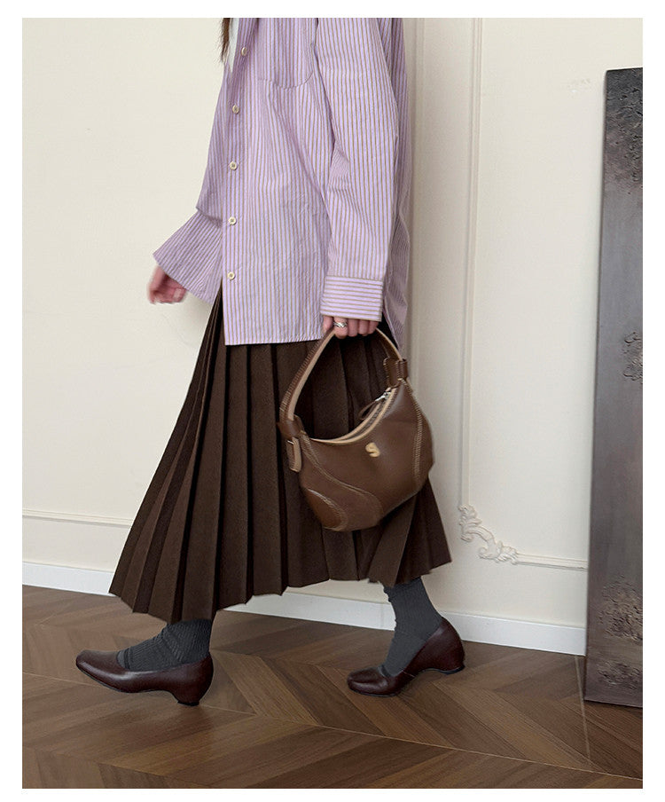 Karin Luna In Stock Spot Goods    Retro Elastic Band Chunky Heel Single Shoes