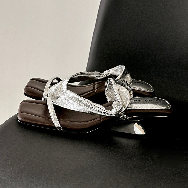 Karin Luna In Stock Spot Goods Minimalist Style Square-Toed Irregular Heel Slippers