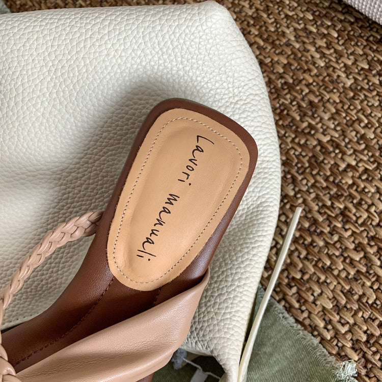 Karin Luna In Stock Spot Goods Hot-selling Woven Vacation Style Irregular Heel Slippers