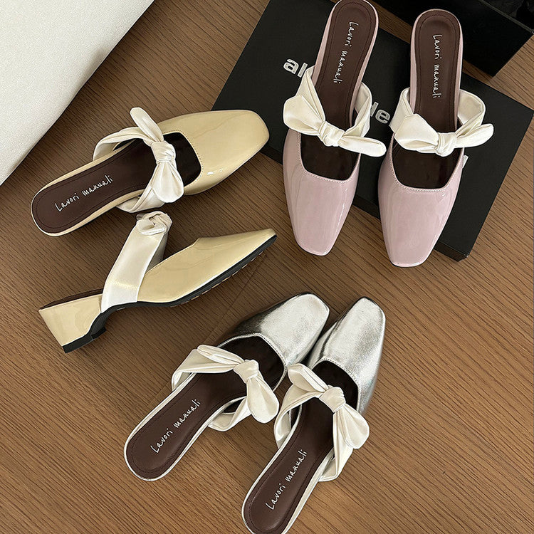 Karin Luna In Stock In Stock  Fluffy feel Bowknot Closed-Toe Slippers