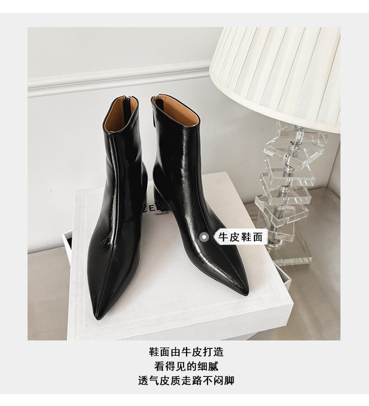 Karin Luna Versatile Elegant Style Pointed Toe Hidden Wedge Short Boots