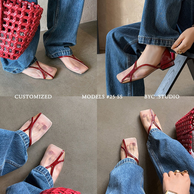 Karin Luna In Stock Spot Goods  Square Toe Mesh Sandals