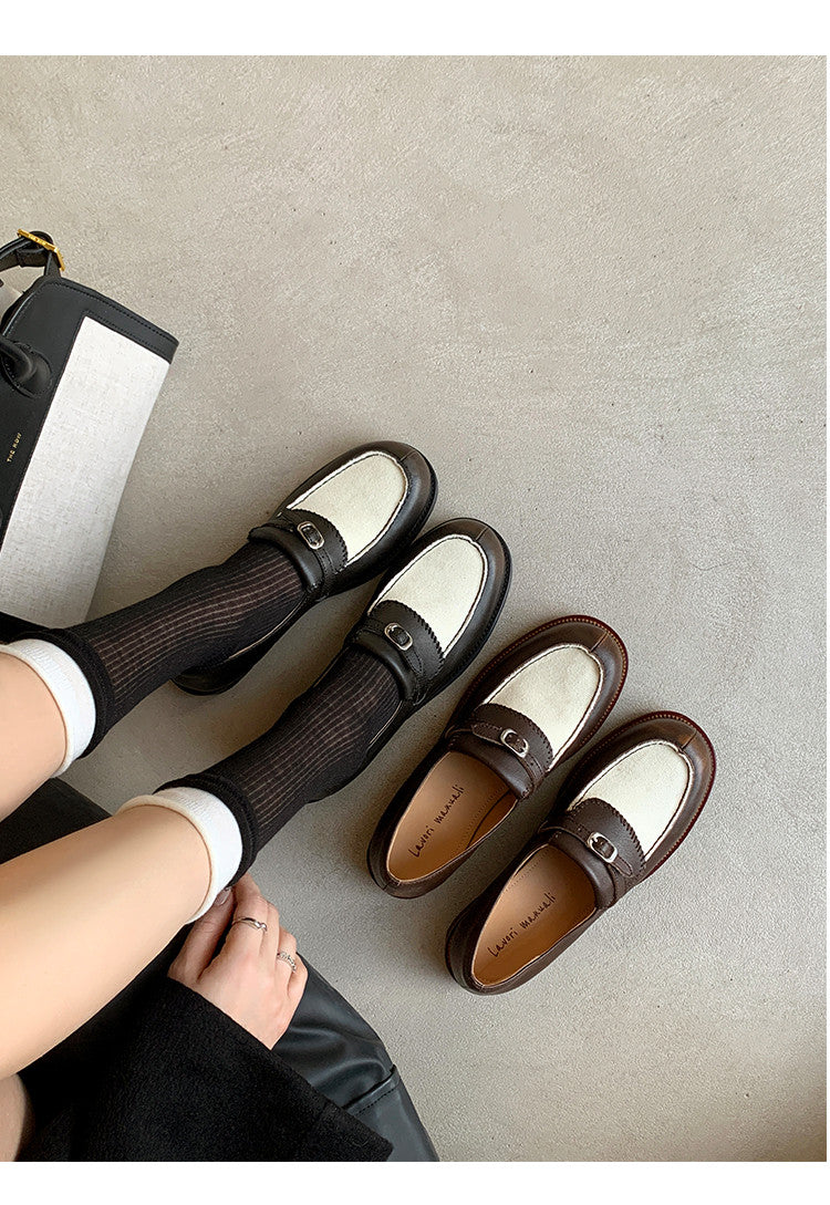 Karin Luna Casual Shoes Series~  In stock Classic color-blocking British style deep-mouth single shoes