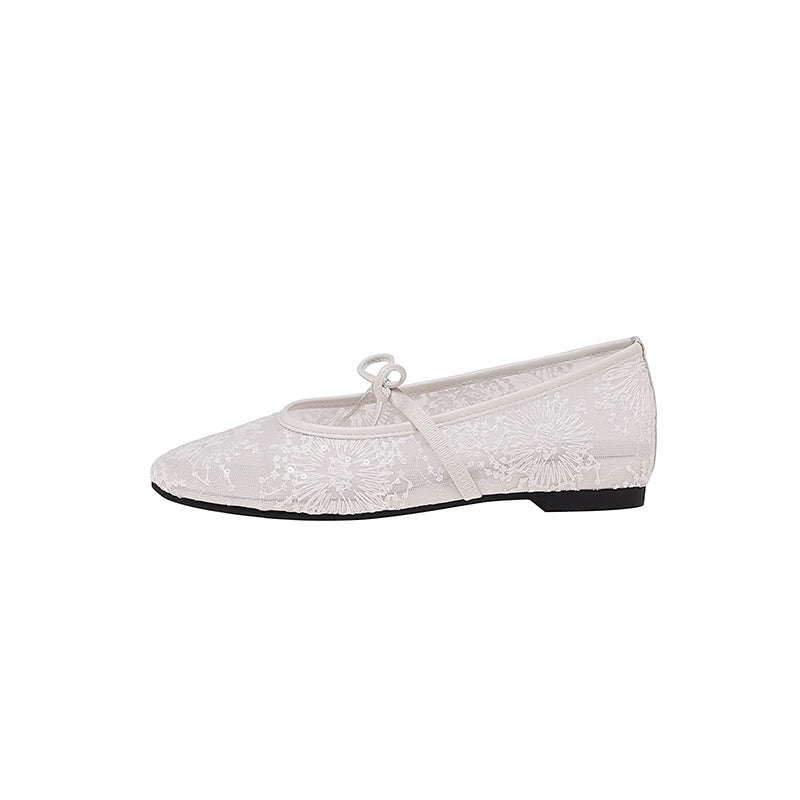 Karin Luna In Stock Spot Goods  Summer Breathable Retro Embroidered Bow Granny Shoes
