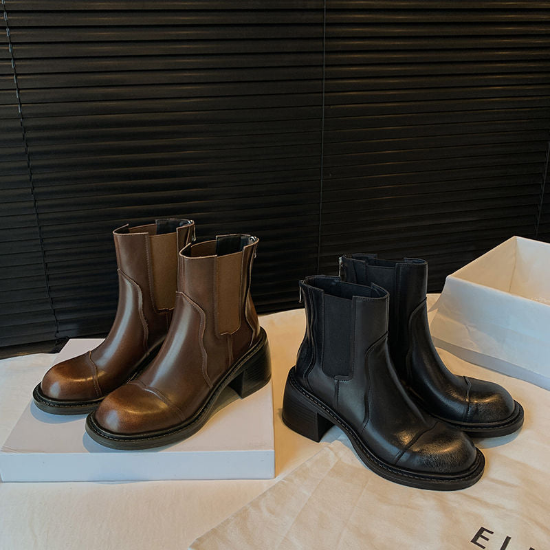 Karin Luna In Stock Spot Goods  Round Toe Stretch Round Toe Chelsea Short Boots
