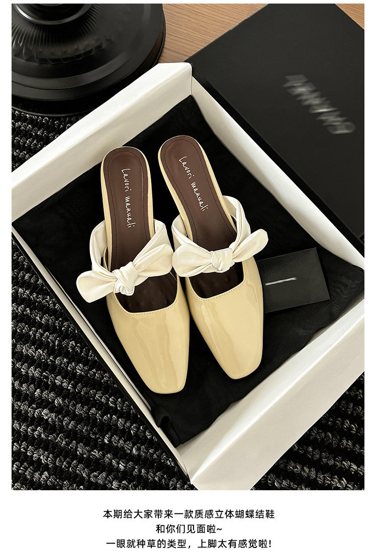 Karin Luna In Stock In Stock  Fluffy feel Bowknot Closed-Toe Slippers