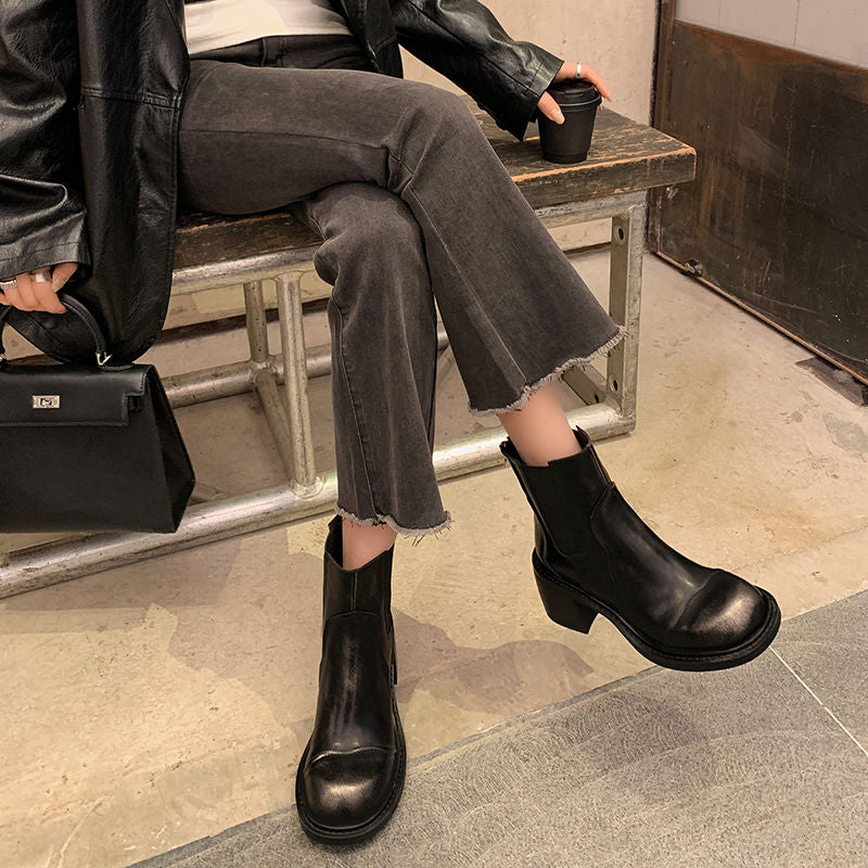 Karin Luna In Stock Spot Goods  Round Toe Stretch Round Toe Chelsea Short Boots