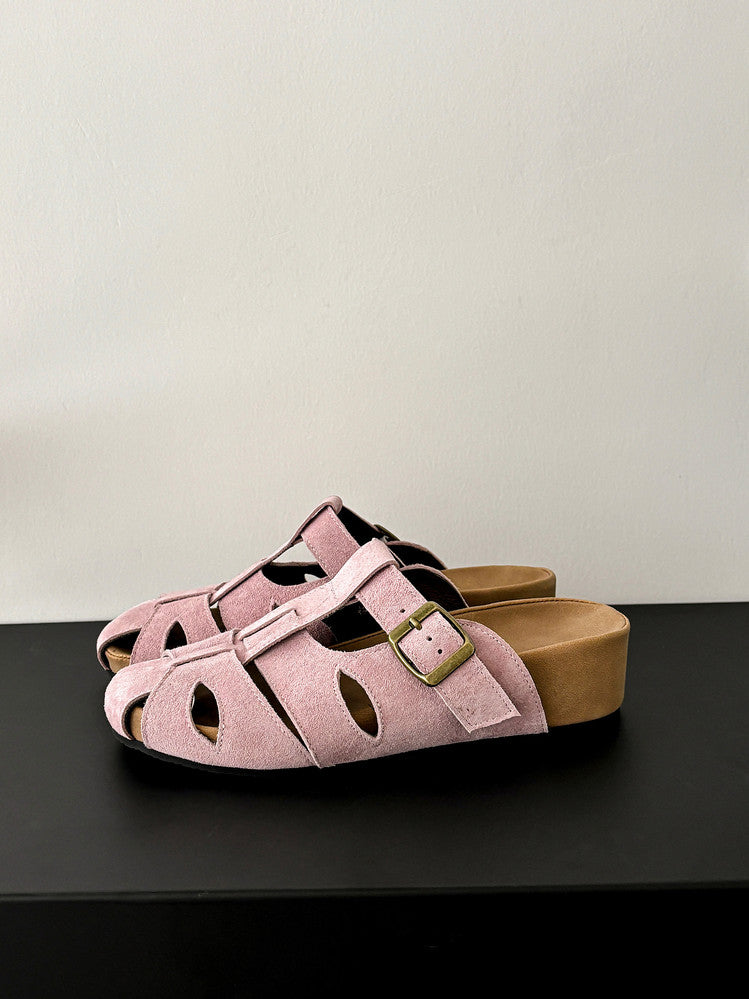 Karin Luna Full Layer Inside and Out~Basic Versatile Perforated Round Toe Birkenstock Slippers