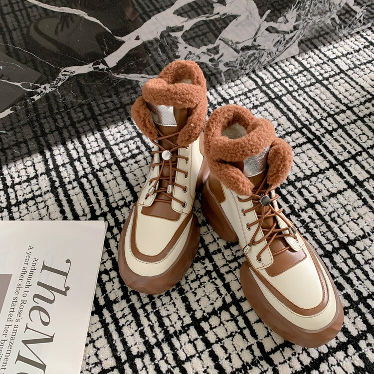 Karin Luna In Stock  Spot Goods  Hot-selling Sports Thick Sole Thickened Fur Snow Boots Full cowhide