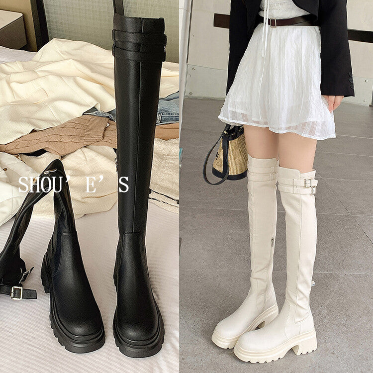 Karin Luna In Stock is the Way to Go！ Basic Thick-Soled Over-the-Knee Boots Super Soft Sheepskin Classic