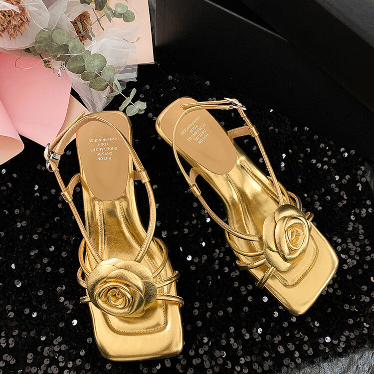 Karin Luna Exquisite Camellia ~French Retro Open-Toe Sandals