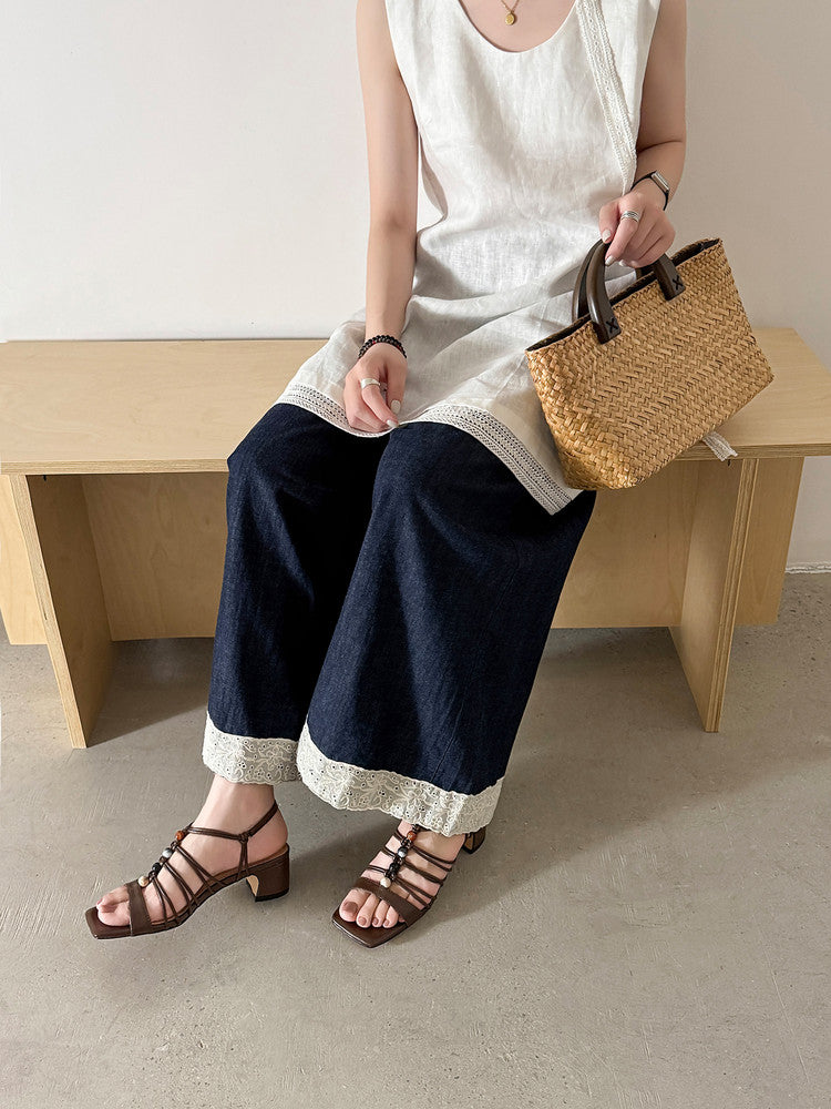 Karin Luna Bohemian Vacation Style~Square Toe Open Toe Sandals